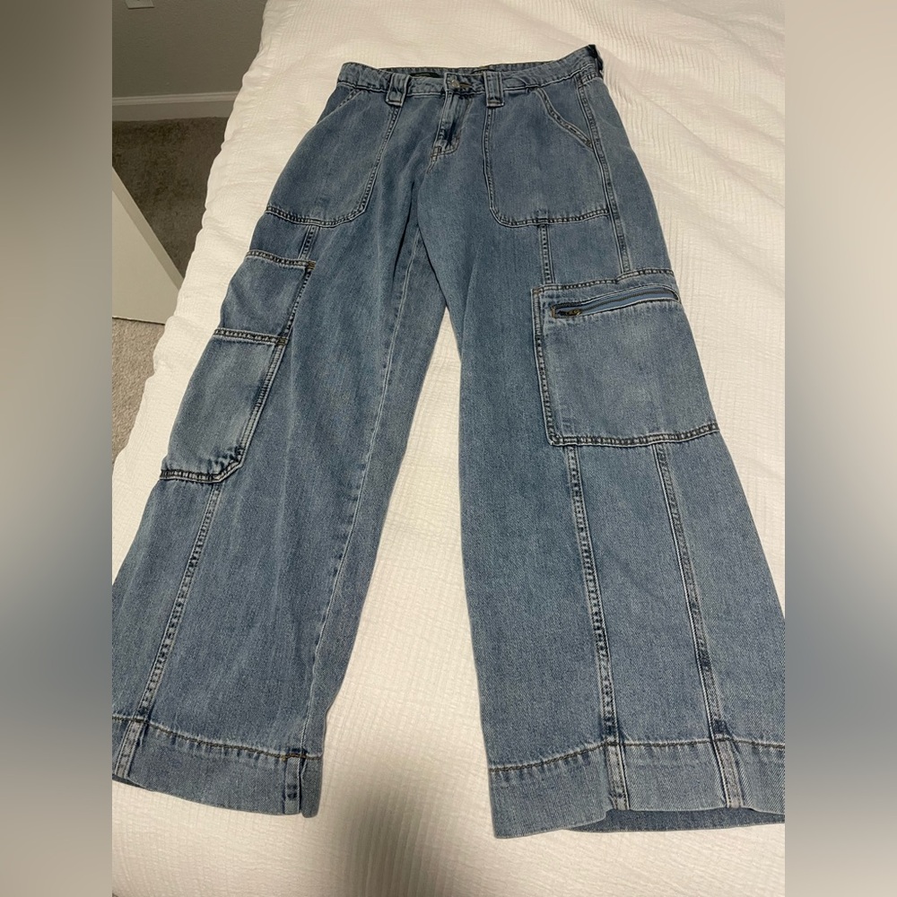 Wide Leg Cargo Jeans | Blue - Picture 4 of 9